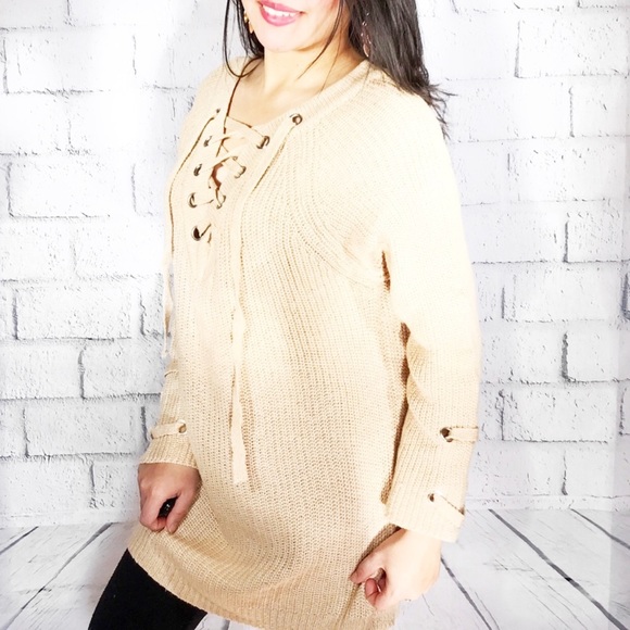 Sweaters - PULLOVER V-NECK BANDAGE LONG SLEEVES SWEATER